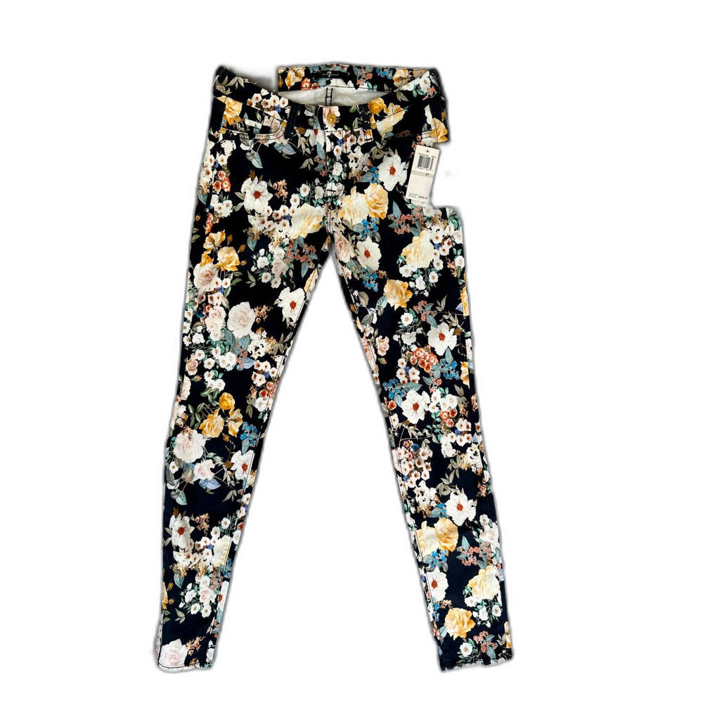 NWT 7 for All Mankind Floral The Skinny Legging Jean $189 Size 27
